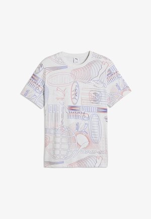 Puma, ESSENTIALS PRINTED GRAPHIC T-SHIRT - Camiseta estampada - white glow heather