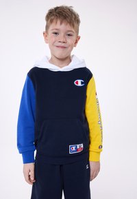 Champion - RETRO SPORT HOODED UNISEX - Felpa con cappuccio - blue/white/yellow Immagine in miniatura 1