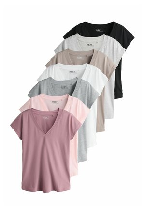 PETITE FIT - CAP SLEEVE 7 PACK   - T-Shirt basic - black grey pink