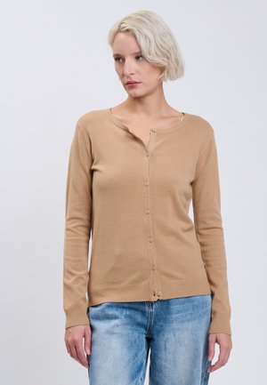 INFLUENCER, INFLUENCER CARDIGAN CREW-NECK BASIC CARDIGAN - Cardigan - camel