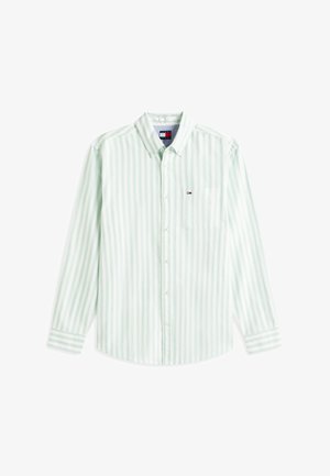 Πουκάμισο με μακριά μανίκια, ανοιχτό πράσινο και λευκές κάθετες ρίγες, με κουμπιά, τσέπη στο στήθος και μικρό λογότυπο Tommy Hilfiger.