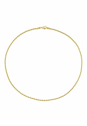 Collana in oro a catena attorcigliata con un sicuro gancio a moschettone. Texture liscia con una finitura lucida, design leggero adatto per essere sovrapposto.