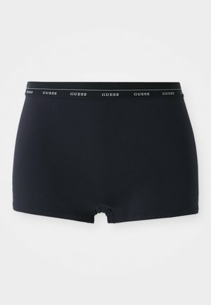 Tumed sinised hipster-lühikesed püksid sileda kangaga, millel on GUESS logo elastne vöökoht ja boomerangi kujuline lõige sääre juures.