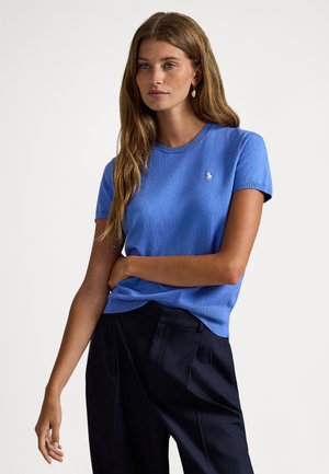 SHORT-SLEEVE CREWNECK SWEATER - Πουλόβερ - indigo sky