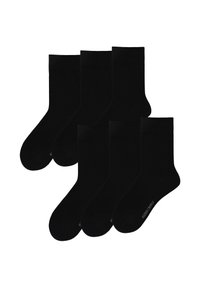 Schwarze Socken im 6er-Set. Hergestellt aus einem weichen, dehnbaren Material mit glatter Textur. Das Design zeichnet sich durch eine klassische Crew-Länge aus.