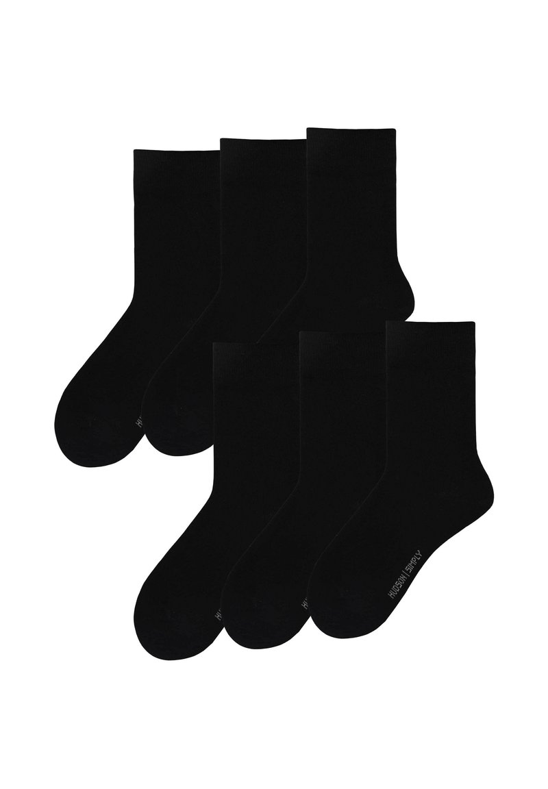 Schwarze Socken im 6er-Set. Hergestellt aus einem weichen, dehnbaren Material mit glatter Textur. Das Design zeichnet sich durch eine klassische Crew-Länge aus.