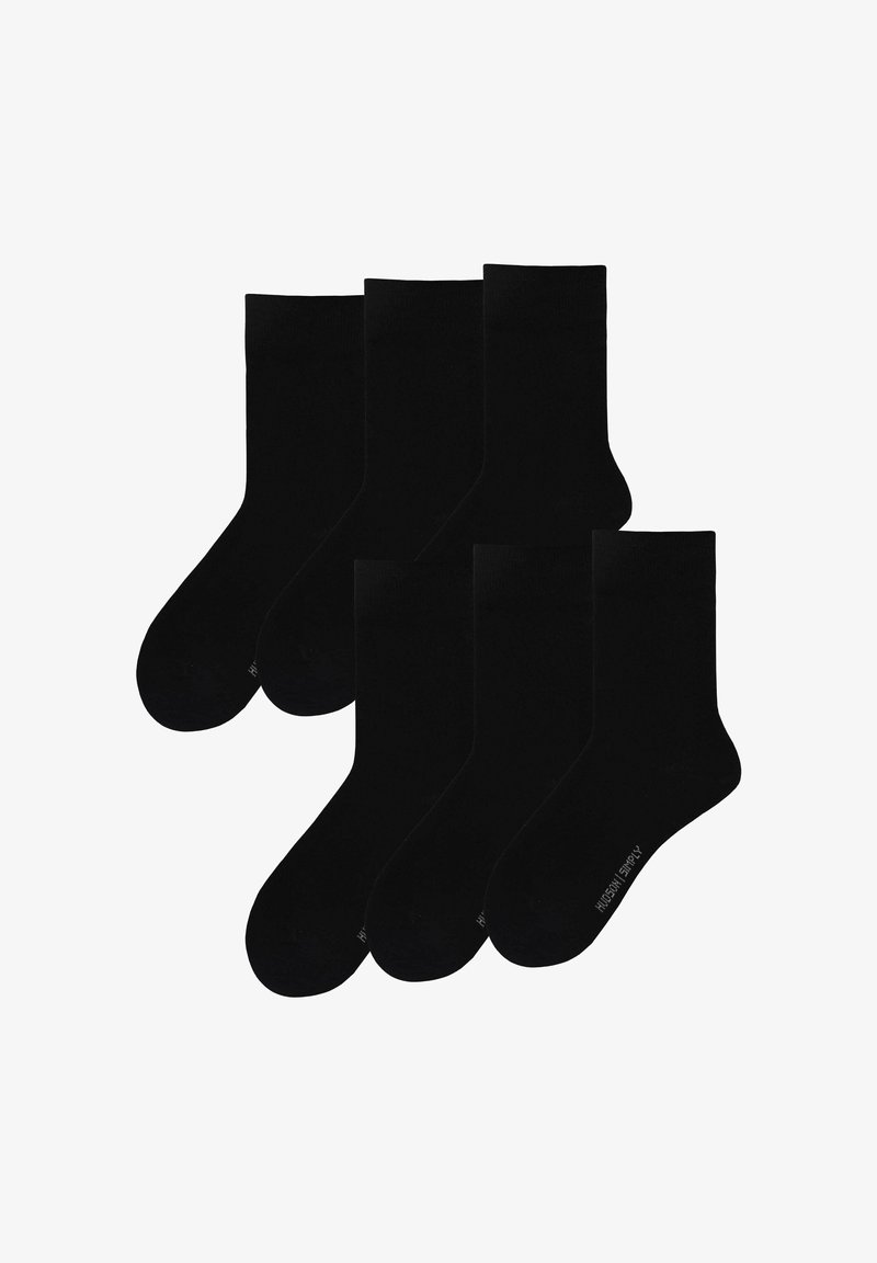 Schwarze Socken im 6er-Set. Hergestellt aus einem weichen, dehnbaren Material mit glatter Textur. Das Design zeichnet sich durch eine klassische Crew-Länge aus.