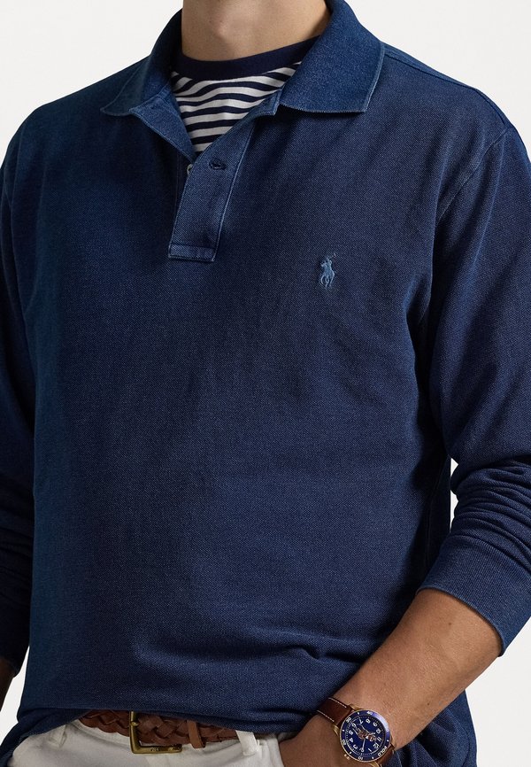 INDIGO POLO SHIRT - Long sleeved top - dark indigo3