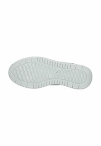 Suola di scarpa bianca, caratterizzata da un motivo testurizzato per una migliore aderenza. I bordi arrotondati e le scanalature definite aumentano la durata e la trazione.