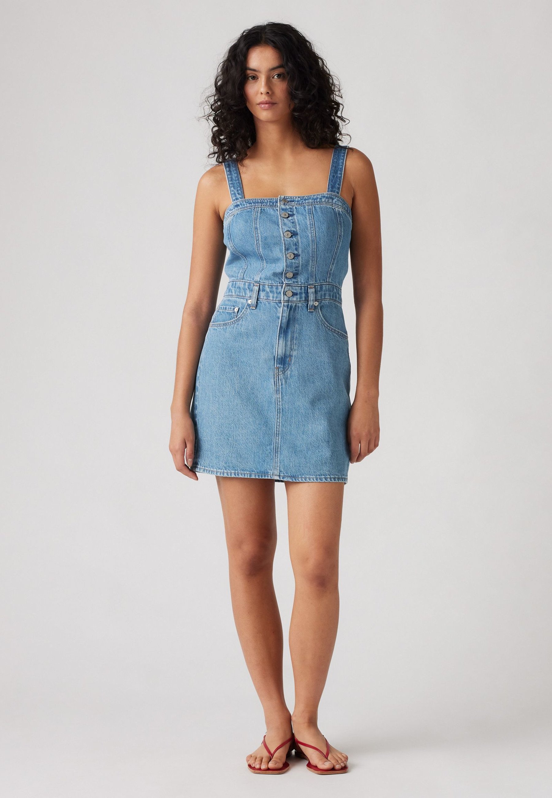 levis denim dress uk Levi's® ICONIC BUTTON THRU DRESS - Denim dress - chill day/light-blue denim