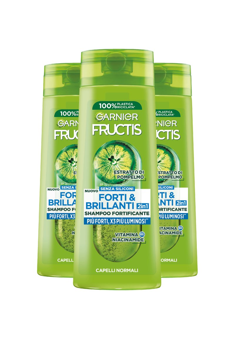 Garnier - FRUCTIS SHAMPOO FORTIFICANTE FORTI & BRILLANTI 2IN1, PER CAPELLI NORMALI, 250 ML - 3 PACK - Shampoo, Ingrandire