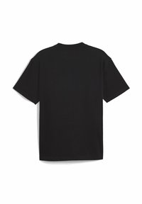 Sort kortærmet t-shirt med rund halsudskæring, lavet af blødt materiale, med ensfarvet design og normal pasform, uden synlige logoer eller mønstre.