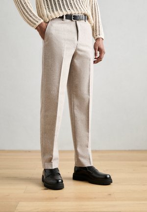 Trousers - dark sand melange