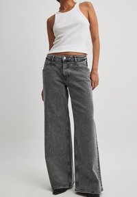 NA-KD LOW WAIST SEAM DETAILS - Wide Leg - grey