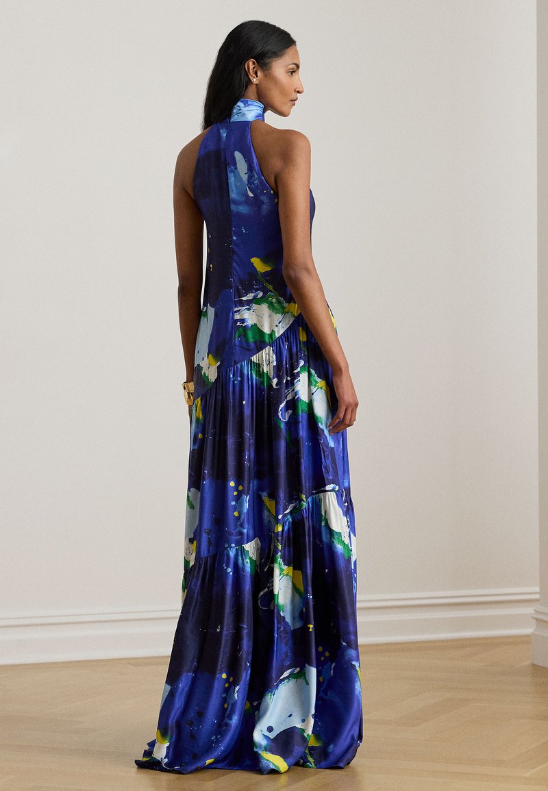 Lauren Ralph Lauren ABSTRACT-PRINT SHANTUNG HALTER GOWN - Maxi dress - blue  - Zalando.co.uk