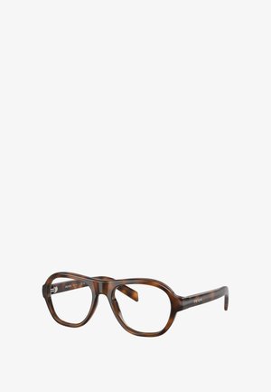 Occhiali con montatura rettangolare oversize e motivo tartarugato, caratterizzati da una finitura lucida e un marchio discreto sulle astine.