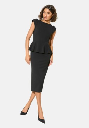 REGULAR FIT - CAP SLEEVE PEPLUM WAIST - Pārliekama kleita - black