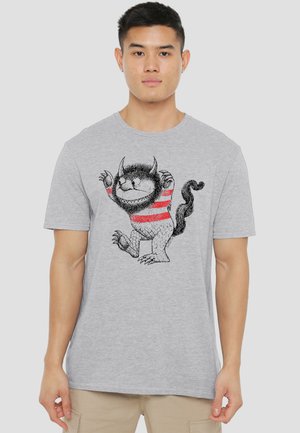 Cotton Soul, WHERE THE WILD THINGS ARE/LINE ART - T-Shirt print - mottled light grey