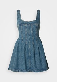 PLEAT SEAM DRESS - Denim dress - denim medium