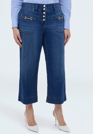 CROPPED DETTAGLIO SULLE - Flared Jeans - blu