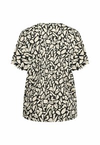Zwart en crème abstract patroon korte mouw t-shirt, met een ontspannen pasvorm en ronde halslijn, gemaakt van een licht gestructureerde stof.