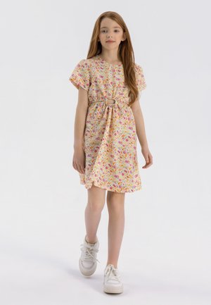 SHORT SLEEVE CUT OUT - Vestito casual - yellow