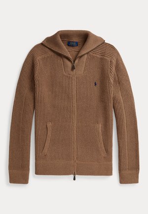 WAFFLE-KNIT WOOL-COTTON FULL-ZIP - Kardigán - brown sugar melange