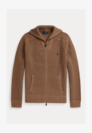 Polo Ralph Lauren WAFFLE-KNIT WOOL-COTTON FULL-ZIP - Cardigan - brown sugar melange