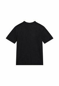 T-shirt nera a maniche corte realizzata in cotone. Collo a crew con una texture liscia. Design semplice, senza grafiche o motivi visibili.