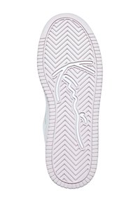 Talpa de adidași alba cu un model în zigzag, având un design neted și minimalist, plus un detaliu central cu logo.