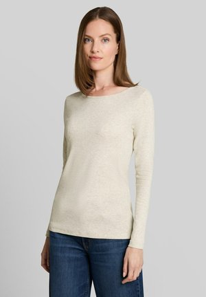 TOM TAILOR, TOM TAILOR T-SHIRT SLIM FIT LANGARMSHIRT MIT U-BOOT-AUSSCHNITT - Longsleeve - whisper offwhite melange