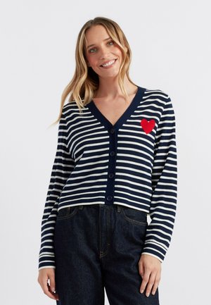 HEART BRETON - Cardigan - navy cream true red