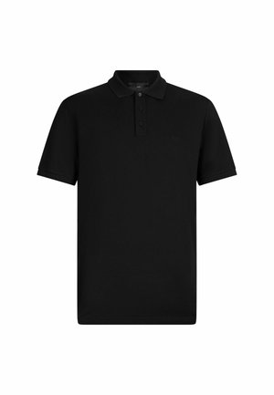 Polo nero realizzato in cotone, con colletto classico, pattina con tre bottoni, maniche corte e logo discreto sul petto.