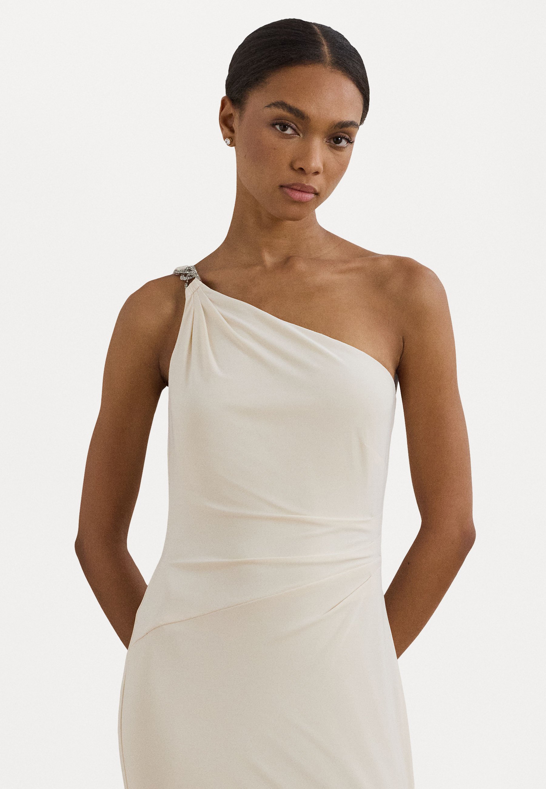 Lauren Ralph Lauren JERSEY ONE SHOULDER GOWN - Occasion wear - mascarpone  cream/off-white - Zalando.co.uk