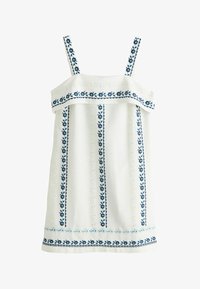 Non sélectionné, white blue floral embroidery
