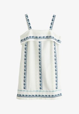 Next, REGULAR FIT - STRAPPY FOLDOVER MINI SUMMER DRESS . - Dnevna haljina - white blue floral embroidery