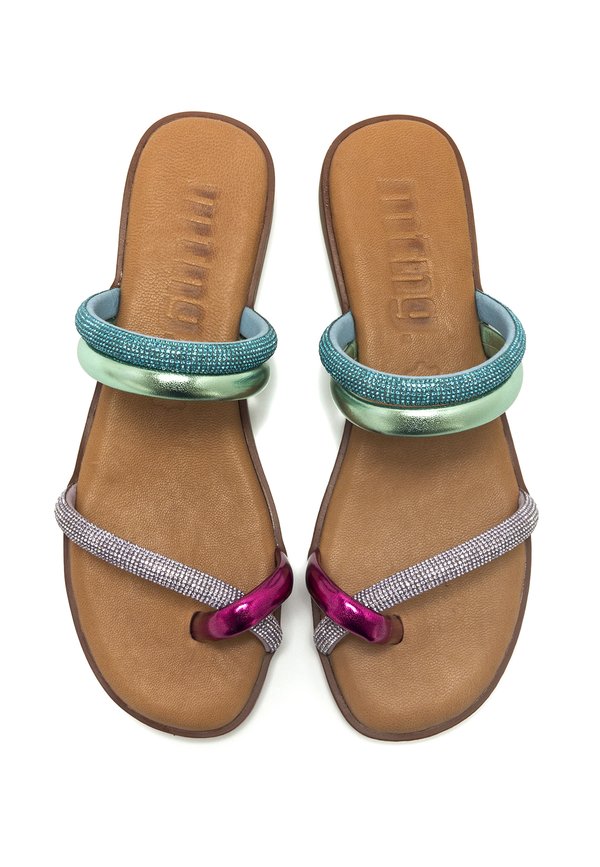 ALYSA - Sandals - tira brillosmalva metal fucsia verde claro tira brillos  azul claro3