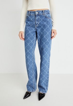 NMALEXA PRINTED - Relaxed fit jeans - dark blue denim
