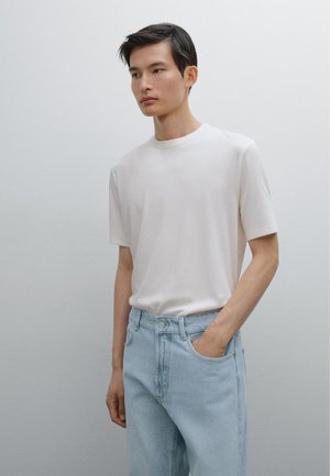 Massimo Dutti SHORT SLEEVE BLEND - T-shirt basic - White