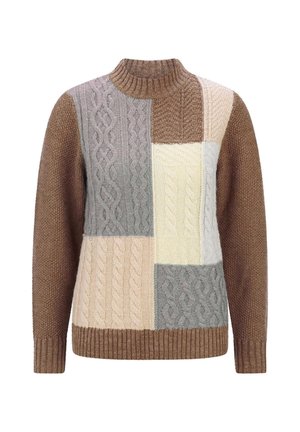GOLDNER, PULLOVER PETITE - Strickpullover - brown gray patterned
