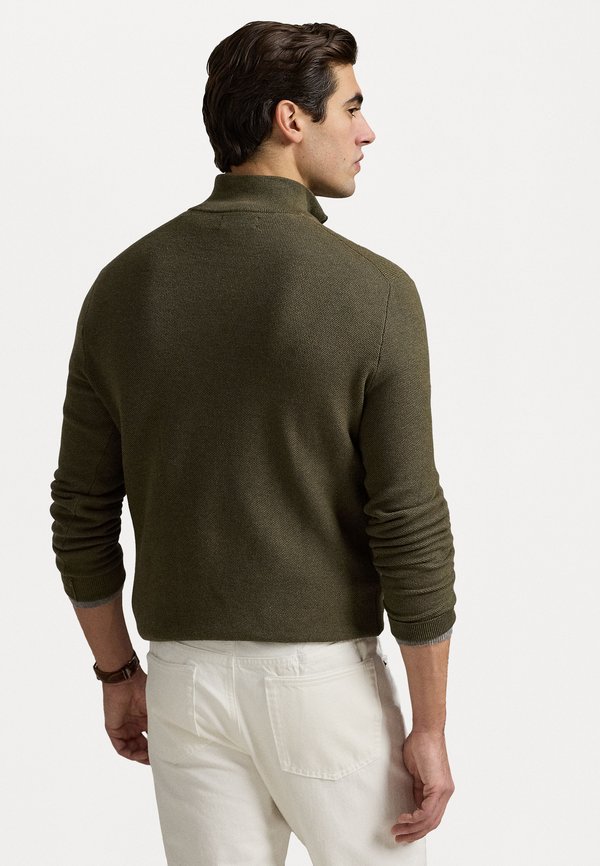 MESH KNIT COTTON QUARTER-ZIP SWEATER - Jumper - olive3
