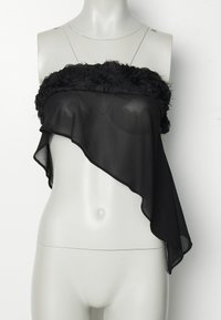 RUFFLE FLOWER ASYMMETRIC  - Top - black