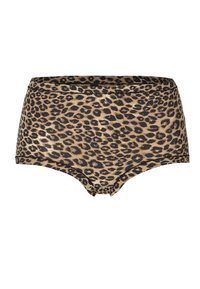 Leopardmönstrade hipsterunderkläder i ett mjukt tyg, med en bred svart midjeband och platta sömmar för komfort.