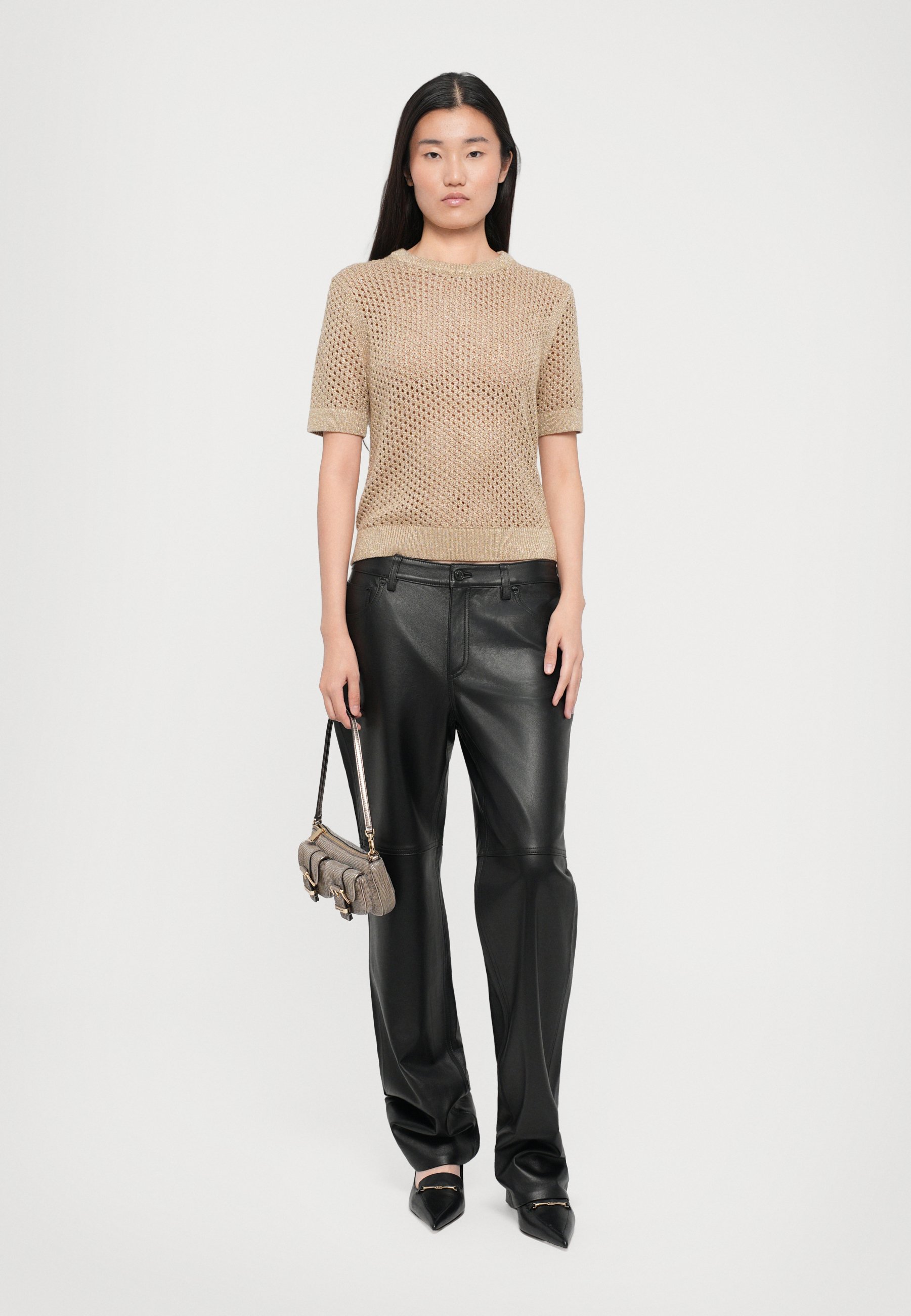 MICHAEL Michael Kors STRAIGHT LEG PANT - Leather trousers MICHAEL Michael Kors STRAIGHT LEG PANT - Leather trousers