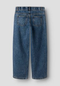 Mėlynos džinsinės kelnės-culottes su aukštu liemeniu, turinčios du užpakalinius kišenes ir tiesų kojų kirpimą. Audinys pasižymi tekstūruota apdaila.