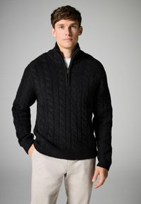 Next TEXTURED PREMIUM SOFT TOUCH ZIP NECK - Pulóver - dark red