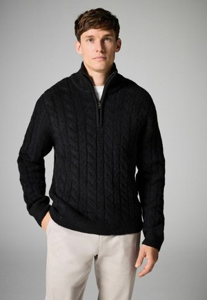 Next TEXTURED PREMIUM SOFT TOUCH ZIP NECK - Džemperis - dark red