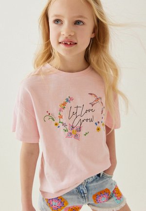 LET LOVE GROW EMBROIDERY - T-shirt con stampa - pink