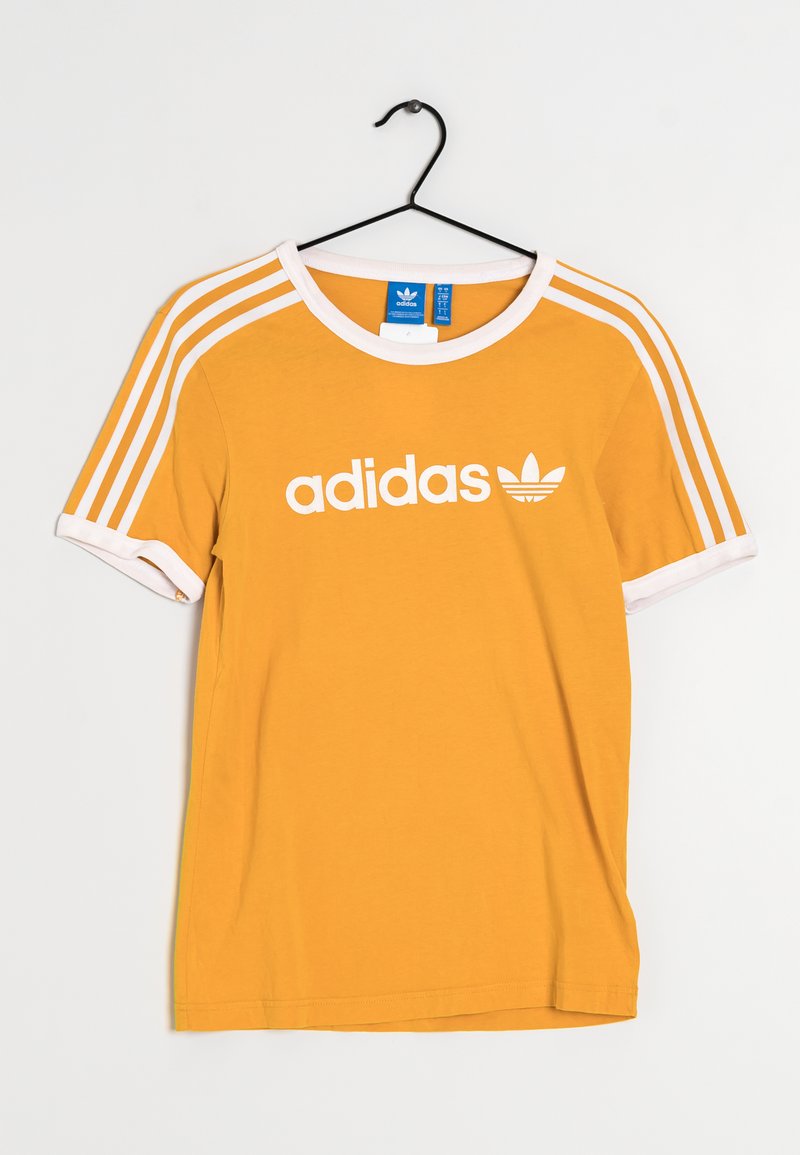 adidas Originals TShirt print mustard yellow/white/senf (Preowned