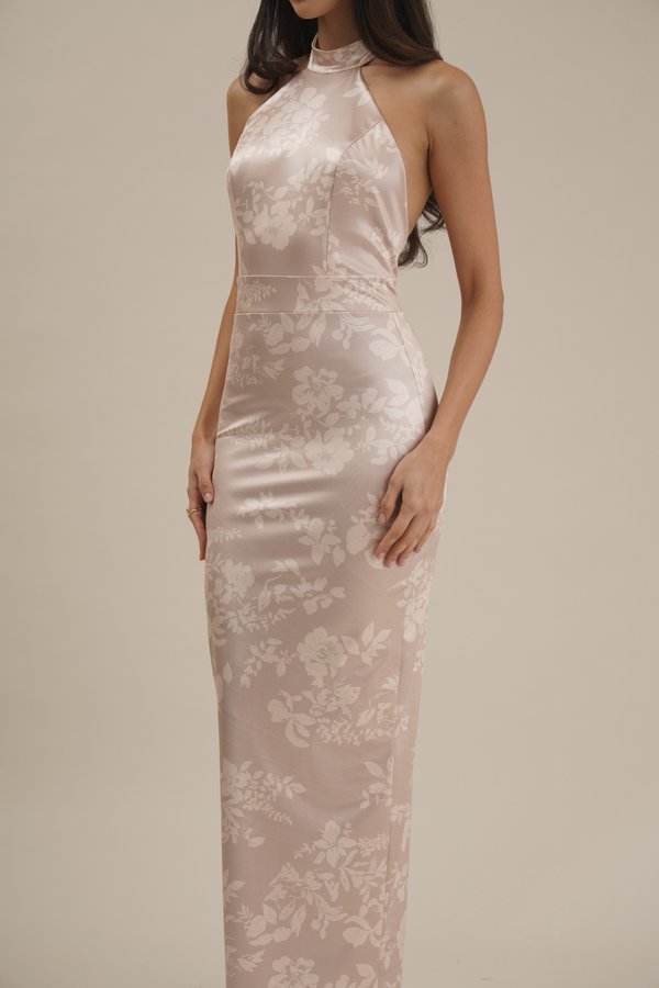 ABIGAIL HALTERNECK MAXI - Jersey dress - champagne3
